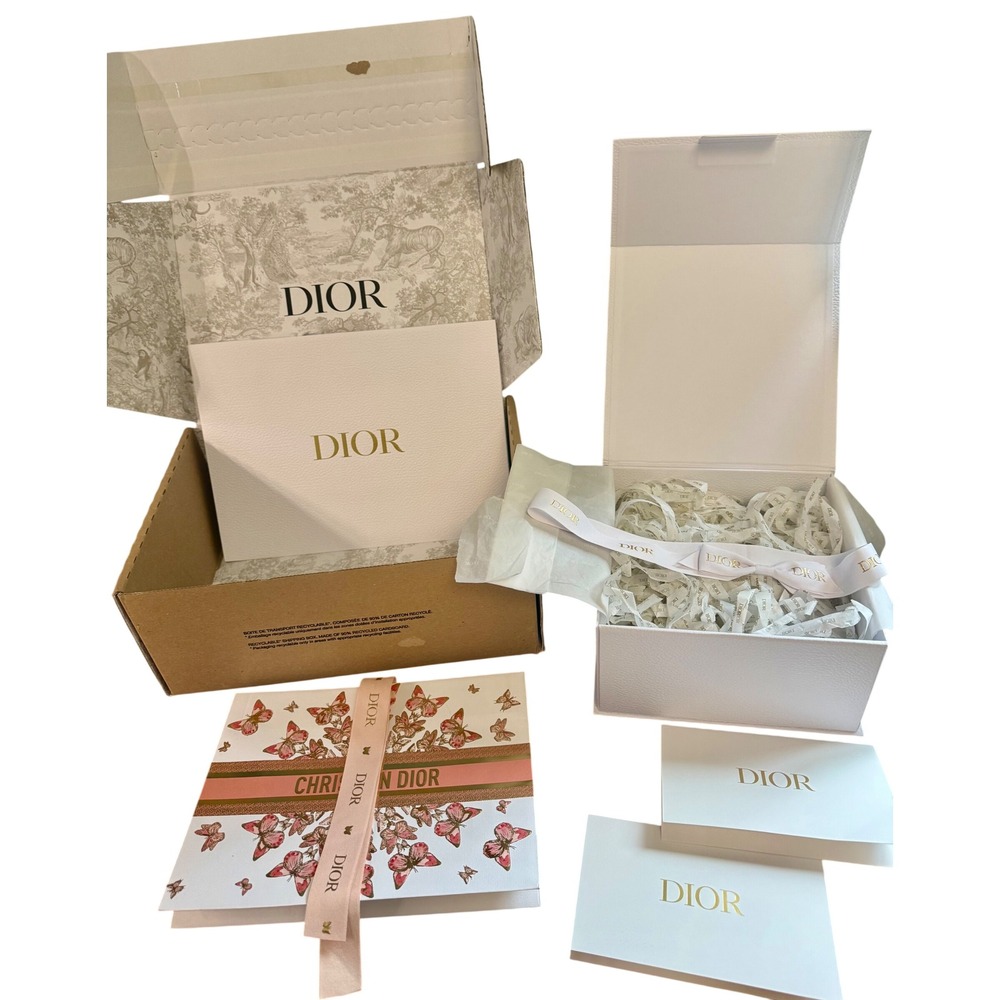 Christian Dior Gift Box Packaging Set Magnetic Box Ribbon Bag Butterfly Card